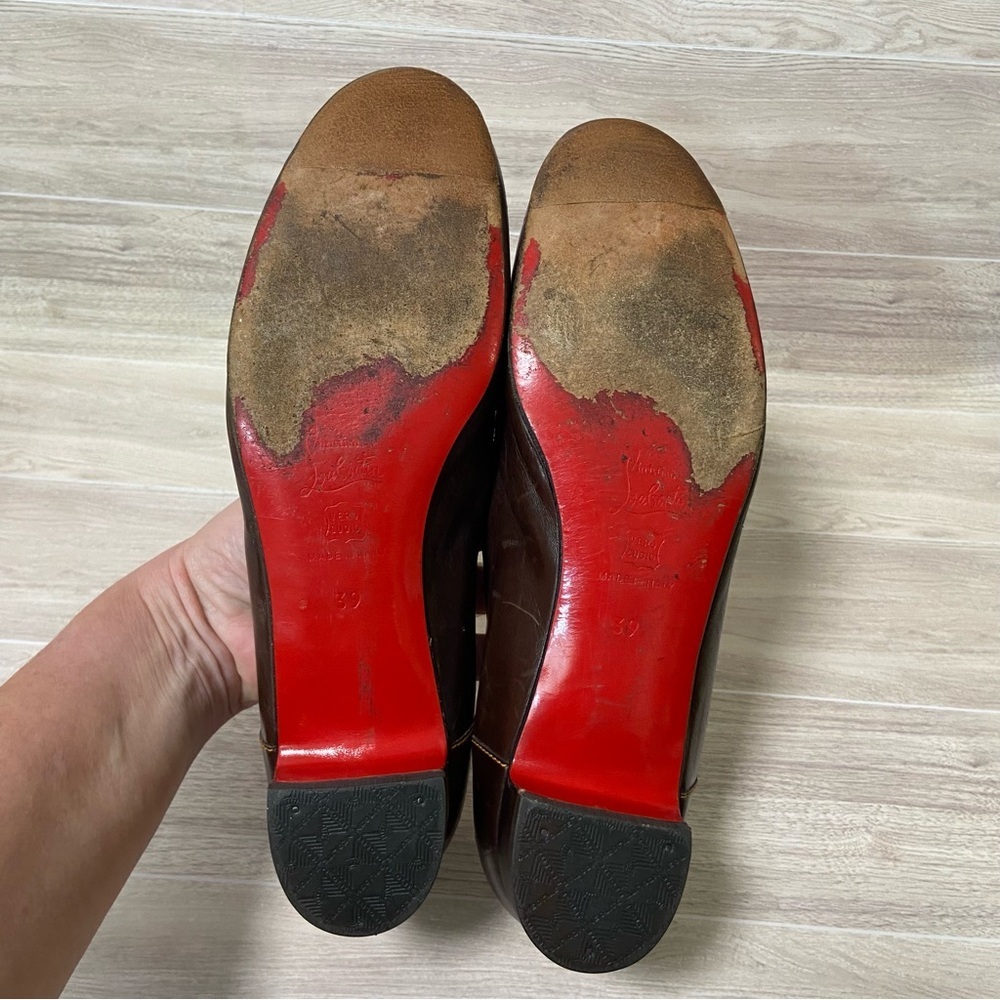 CHRISTIAN LOUBOUTIN VTG Red Bottom Brown Leather Penny Loafer Size 39 (US 9) - Picture 7 of 14